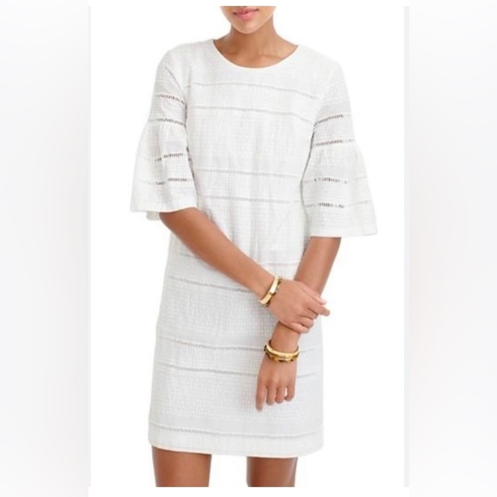 J.Crew White Eyelet Shift Dress with Bell Sleeves